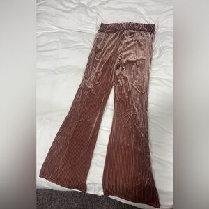 SHEIN Velvet Flare Pants in Mauve